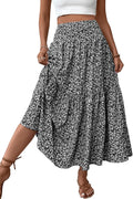 Women's Smocked High Waist Maxi Skirt Casual Boho Long Skirts Deform