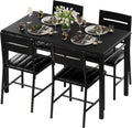 IRONCK Dining Table Set for 4 - Compact Wood Table with Upholstered