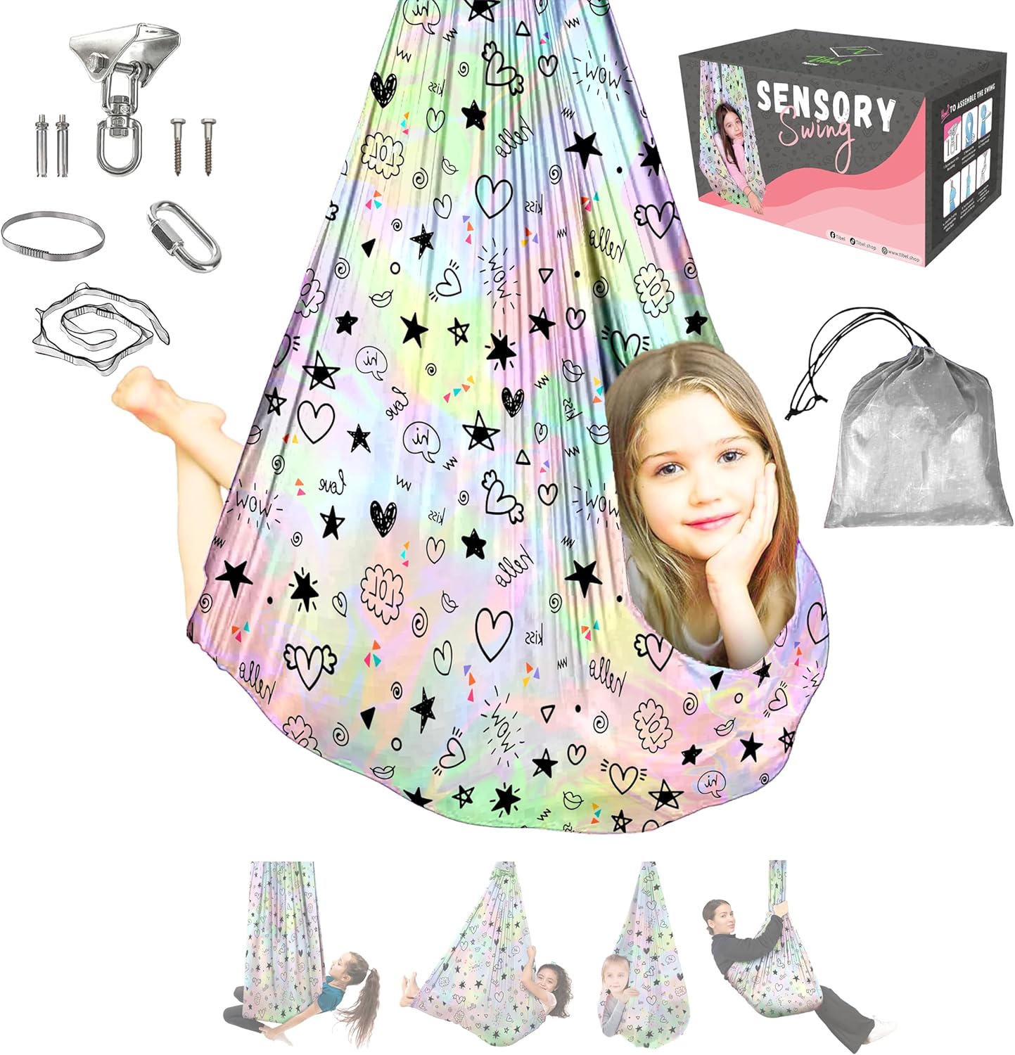 Sensory Swing with 6 Accessories for Calming Therapy and Fun
