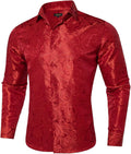 Mens Silk Paisley Dress Shirt - Shiny Button-Down, Regular Fit