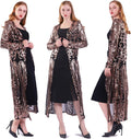 Women's Sequin Cardigan Duster - Sparkle Open Front Evening Coat