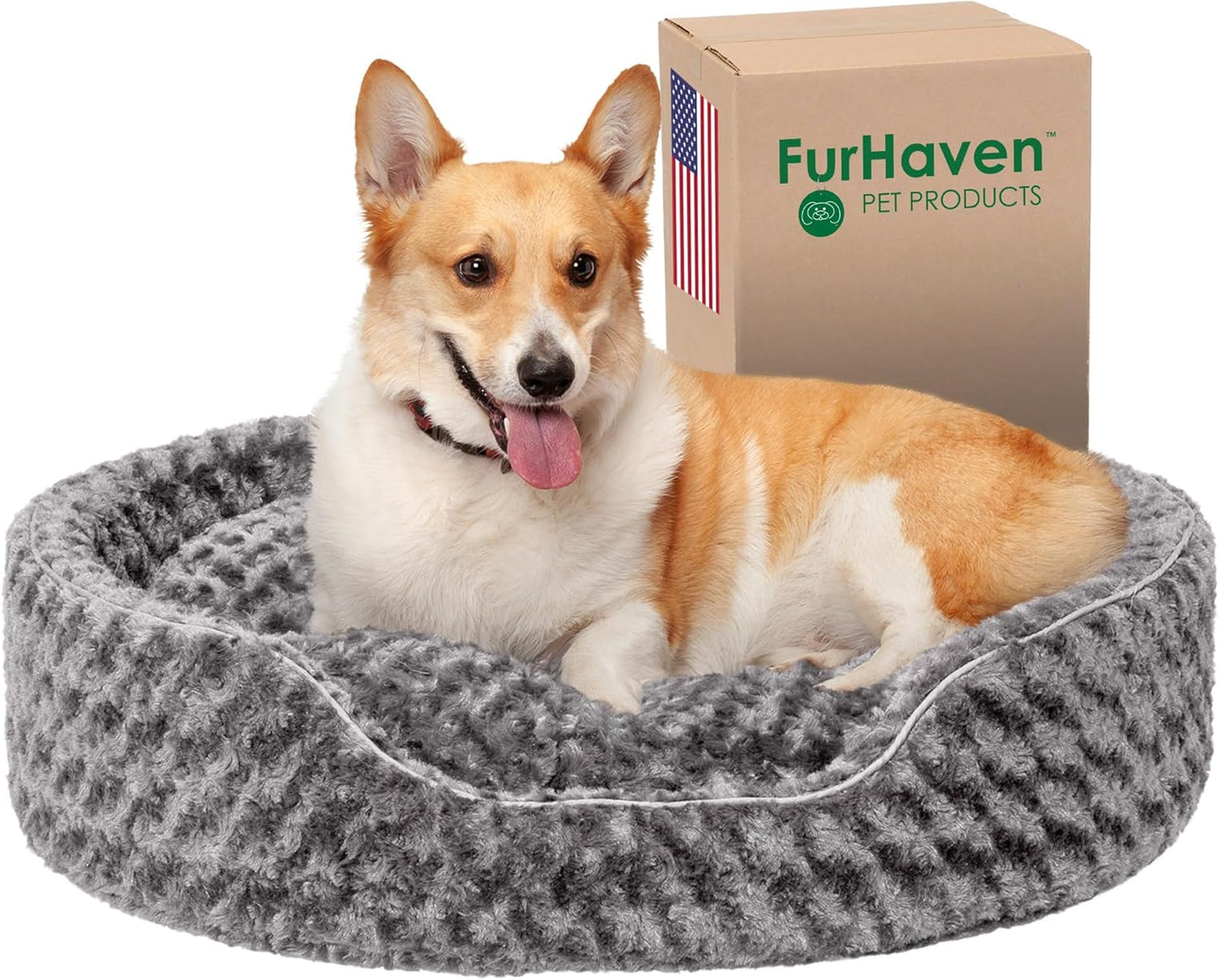 Furhaven Dog Bed for Large Dogs - Ultra Plush Oval Lounger