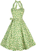 Casual Halter Sundress Retro A-Line Summer Dress - Flattering Fit 97%