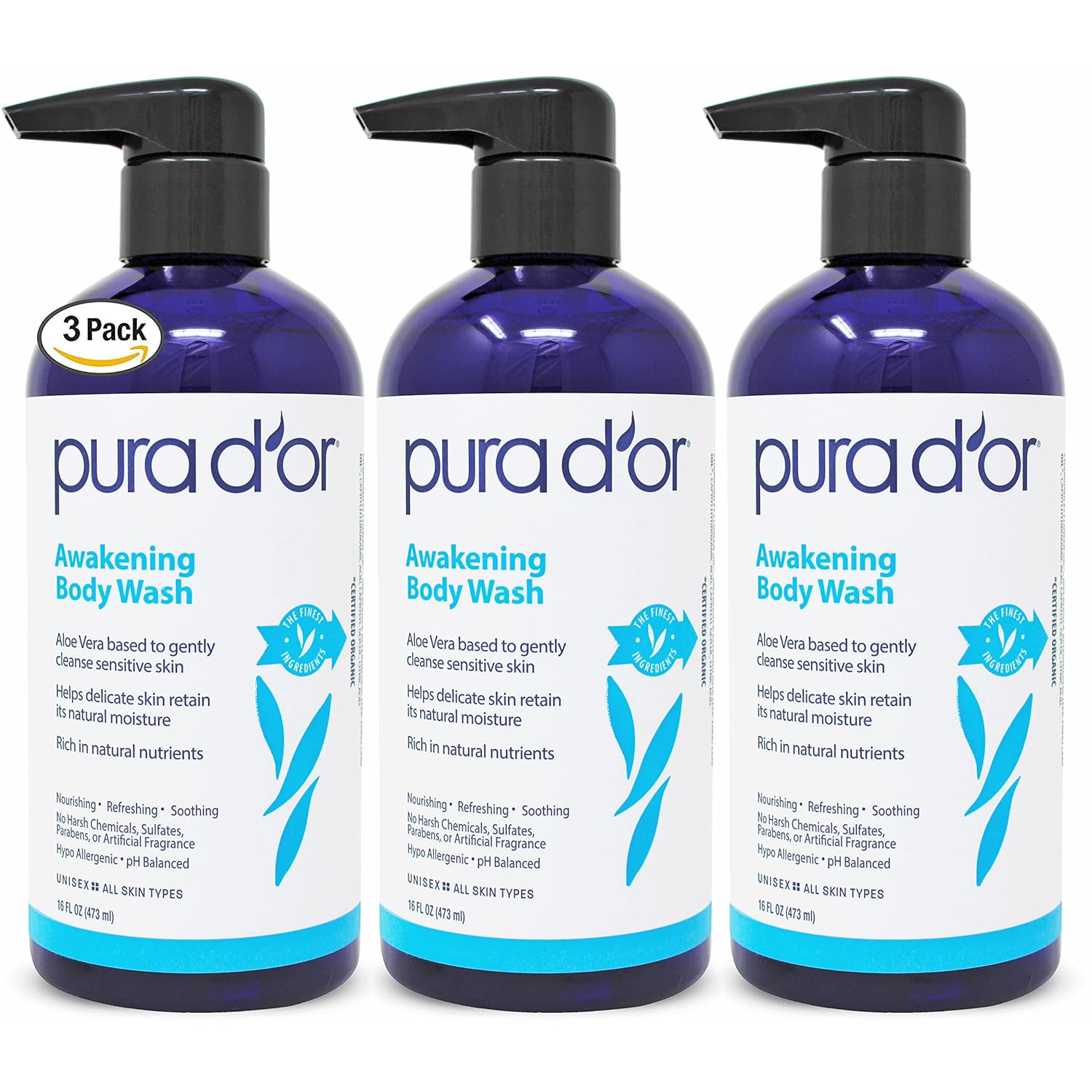 PURA D'OR Awakening Body Wash for Soft, Fresh-Feeling Skin