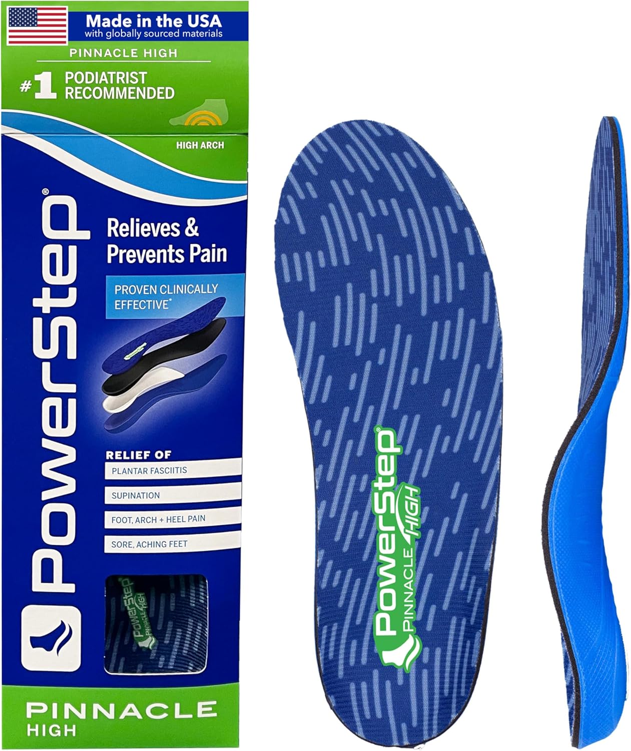 PowerStep High Insoles for High Arch Pain Relief and Comfort