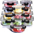 Glass Meal Prep Containers 24pc Set - Airtight, Oven Safe