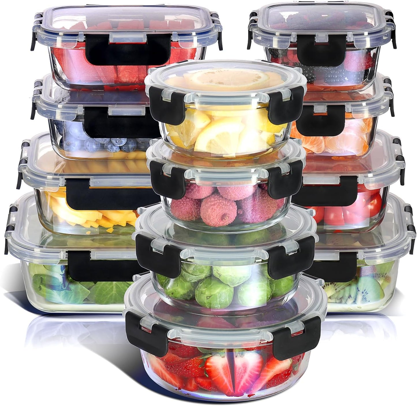Nestl 24pc Glass Food Storage Containers with Lids for Meal Prep