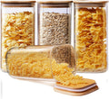Square Glass Jars with Bamboo Lids Set of 4 for Food Storage