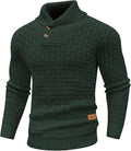 Mens Pullover Shawl Collar Long Sleeve Turtleneck Cable Knit Sweater