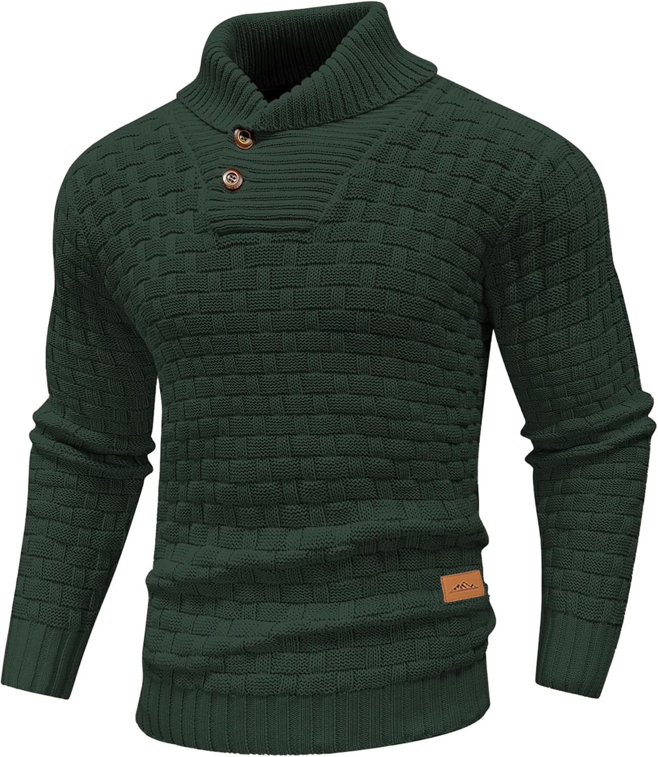 Mens Pullover Shawl Collar Long Sleeve Turtleneck Sweater