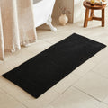 Black Long Bathroom Rug Waffle Runner Rug 60x24 - Soft Quick Dry