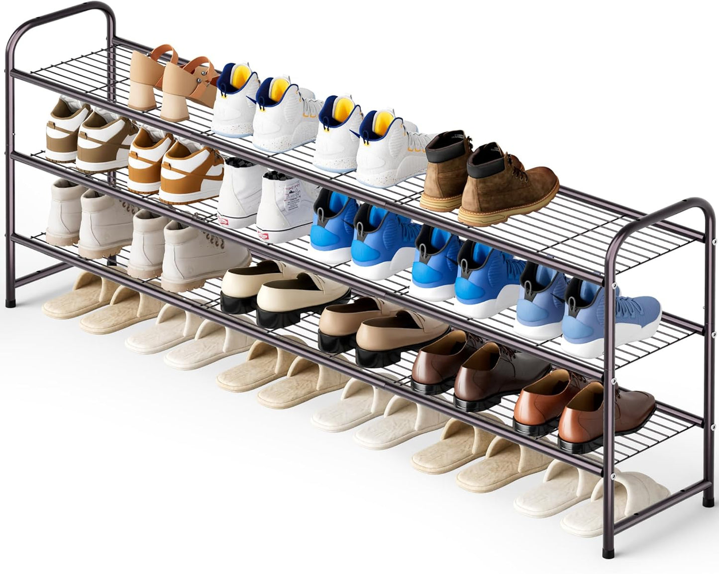 KEETDY Long 3 Tier Shoe Rack for Closet - Store 24 Pairs Easily