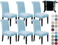 Dining Chair Slipcovers 6 Pack Stretch Parsons Covers - Light Blue