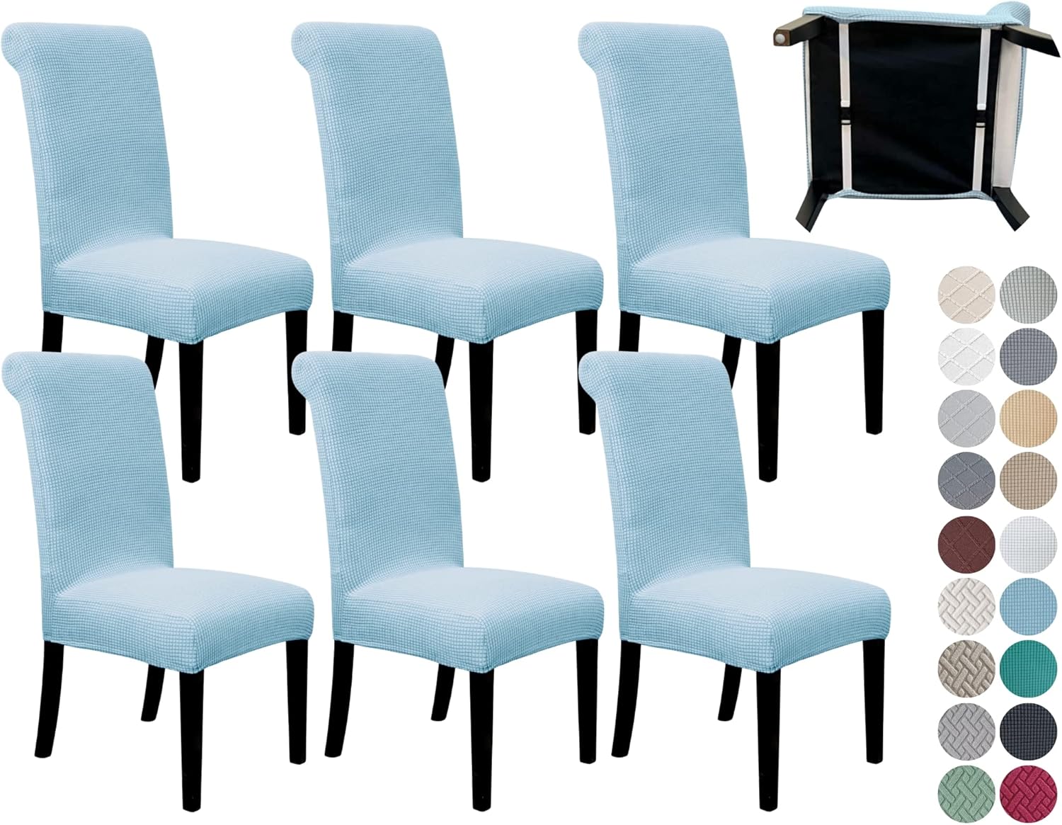 Stretchy Dining Room Chair Covers Set of 6 with Seat Belt Feature
