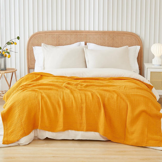EMME Cotton Blanket Queen Size Soft Lightweight Muslin Blanket