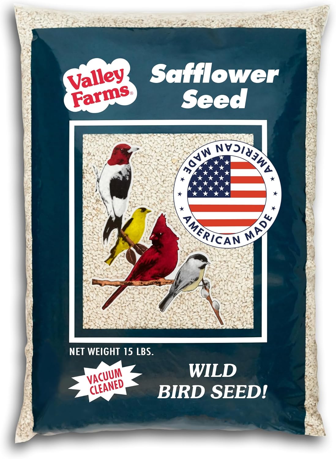 Valley Farms Safflower Seed Wild Bird Food for Outside Feeders
