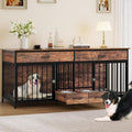 YITAHOME Double Dog Crate Furniture with Feeder for Large Dogs