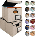 File Organizer Box with Lid - Collapsible Letter File Storage