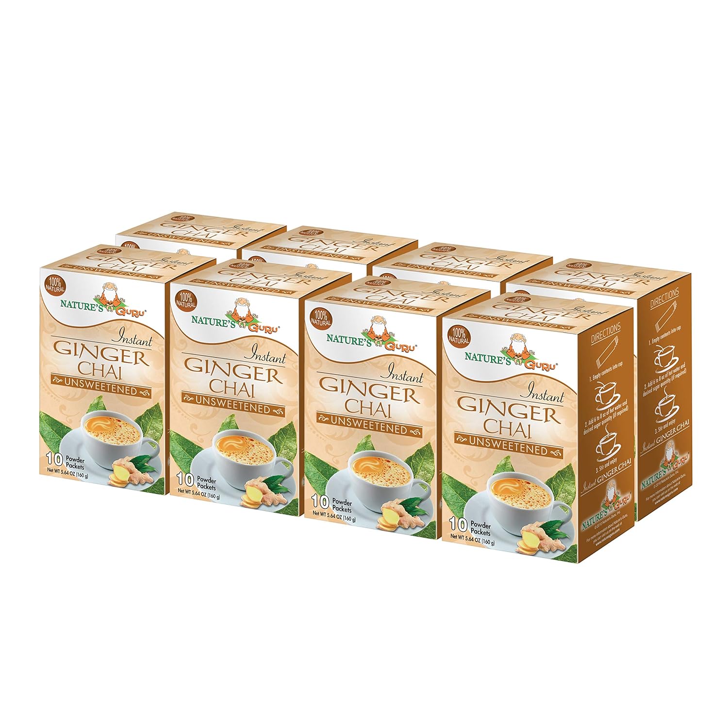 Nature's Guru Instant Ginger Chai Tea Drink Mix for On-the-Go
