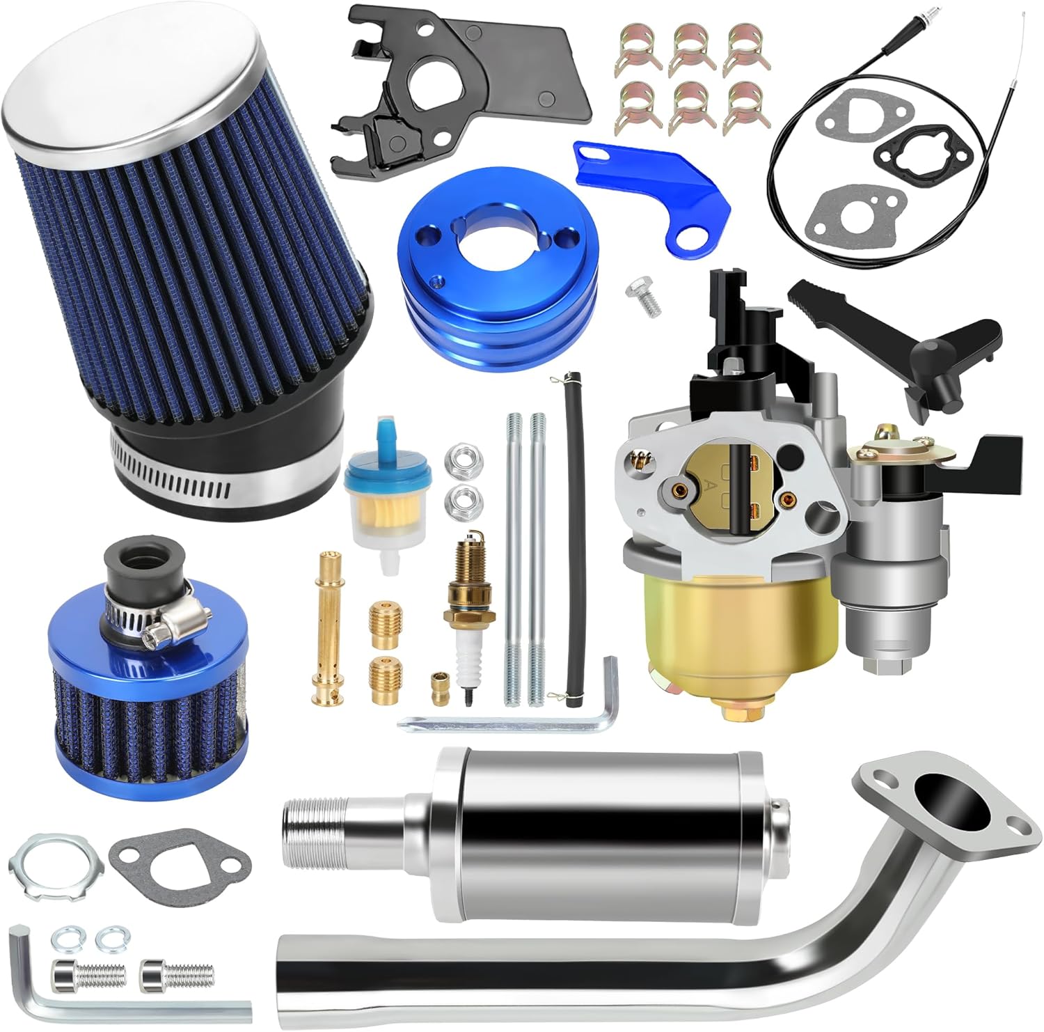 212cc Carburetor Exhaust Pipe Muffler Stage 2 Kit for Mini Bikes