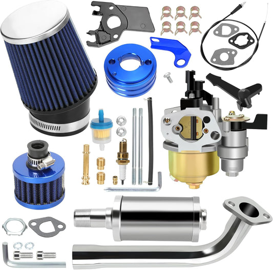 212cc Carburetor Exhaust Pipe Muffler Stage 2 Kit for Mini Bikes
