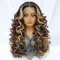 Felek Honey Blonde Wig Long Synthetic Loose Wave Lace Front Wigs
