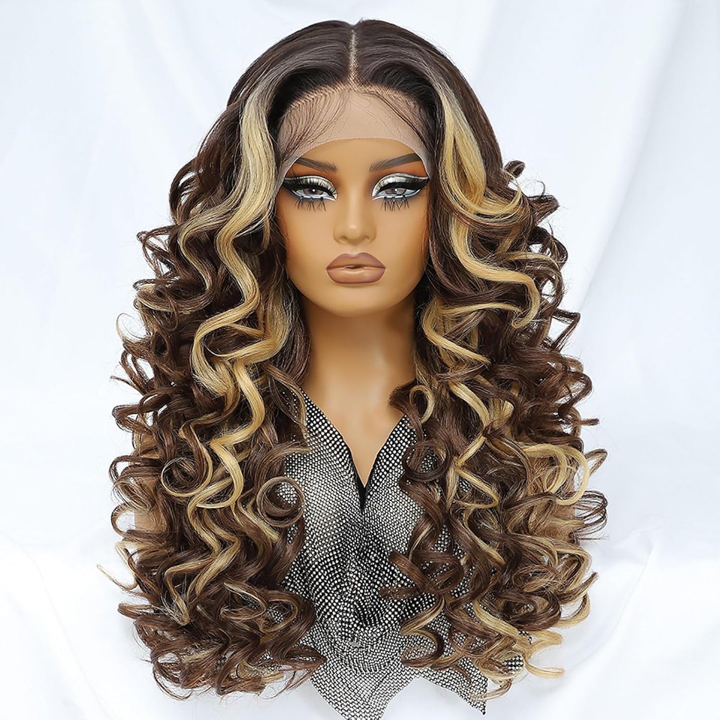 Felek Honey Blonde Wig Long Synthetic Loose Wave Lace Front Wigs