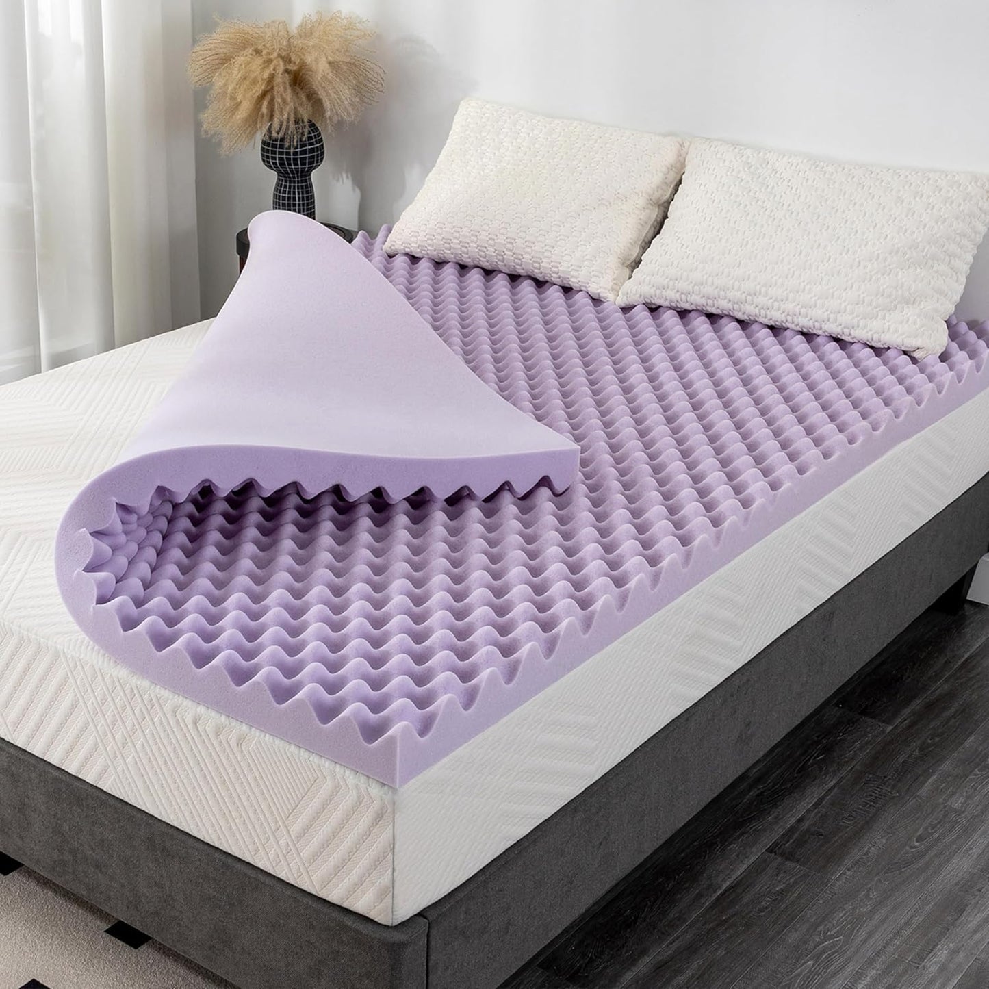 3 Inch Egg Crate Full Memory Foam Mattress Topper for Comfort