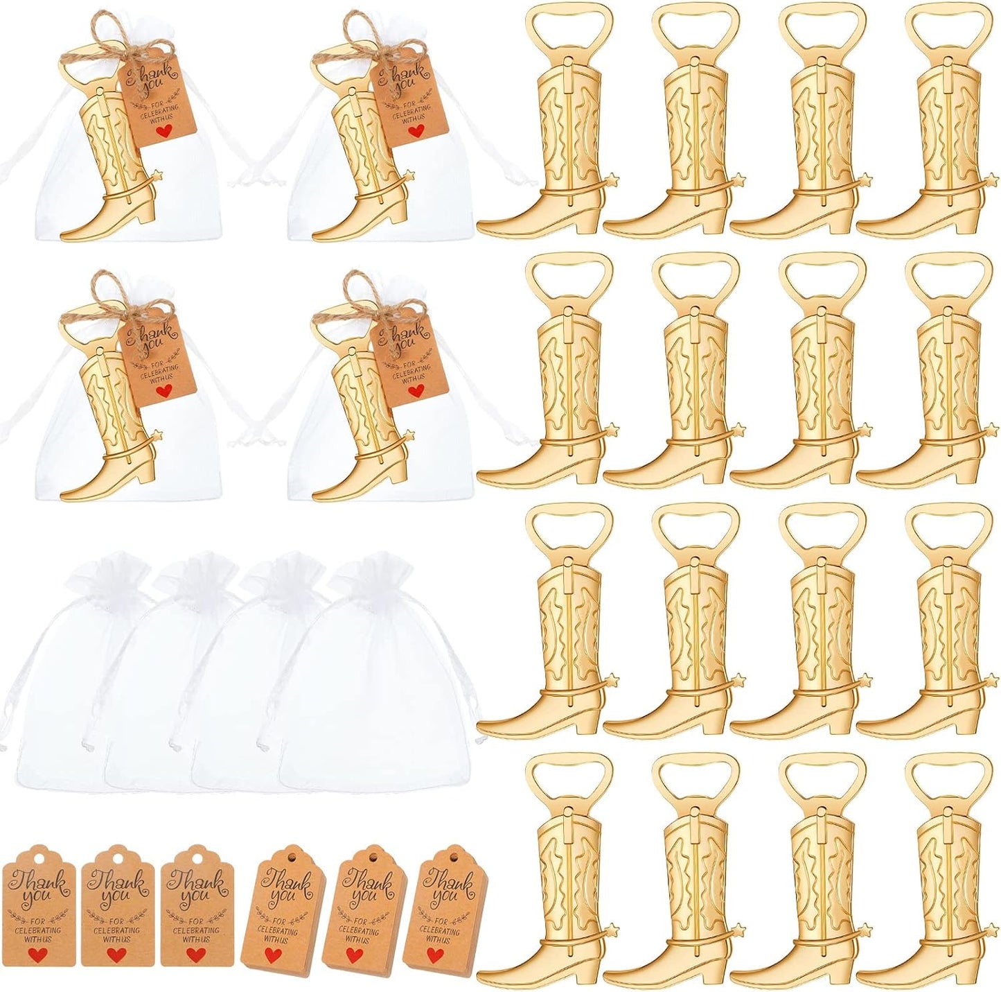 Cowboy Boot Bottle Opener Set for Weddings and Parties
