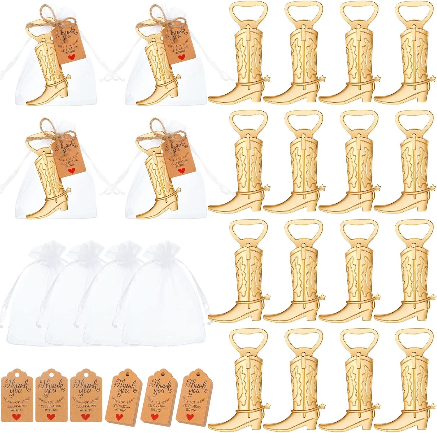 Cowboy Boot Bottle Opener Set for Weddings and Parties