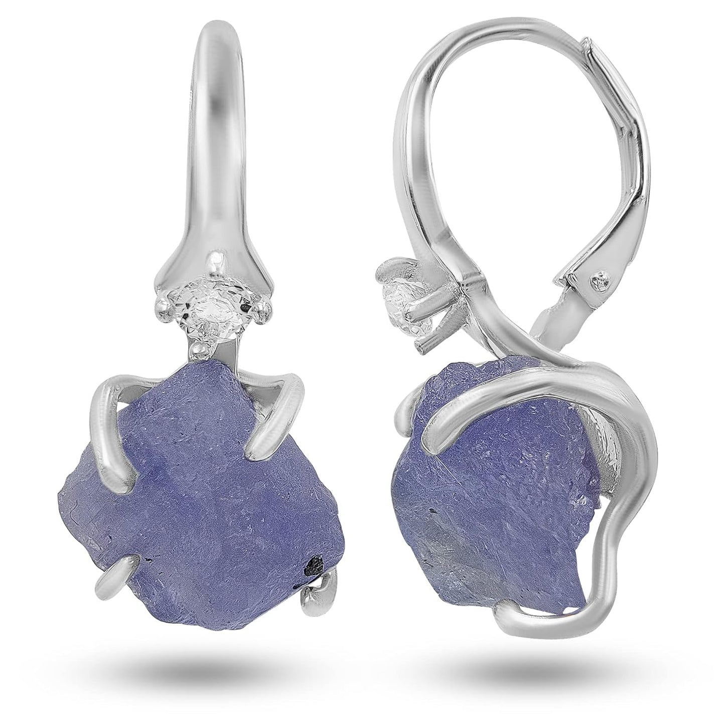 Real Raw Tanzanite Drop Earrings by Uniquelan Jewelry