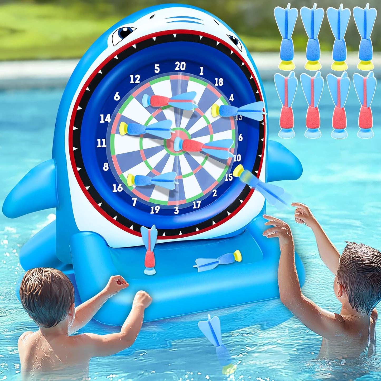 45in Large Inflatable Shark Dart Board for Pool Fun and Games