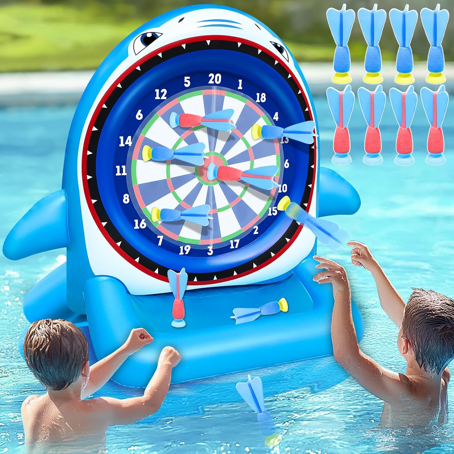 45in Large Inflatable Shark Dart Board for Pool Fun and Games