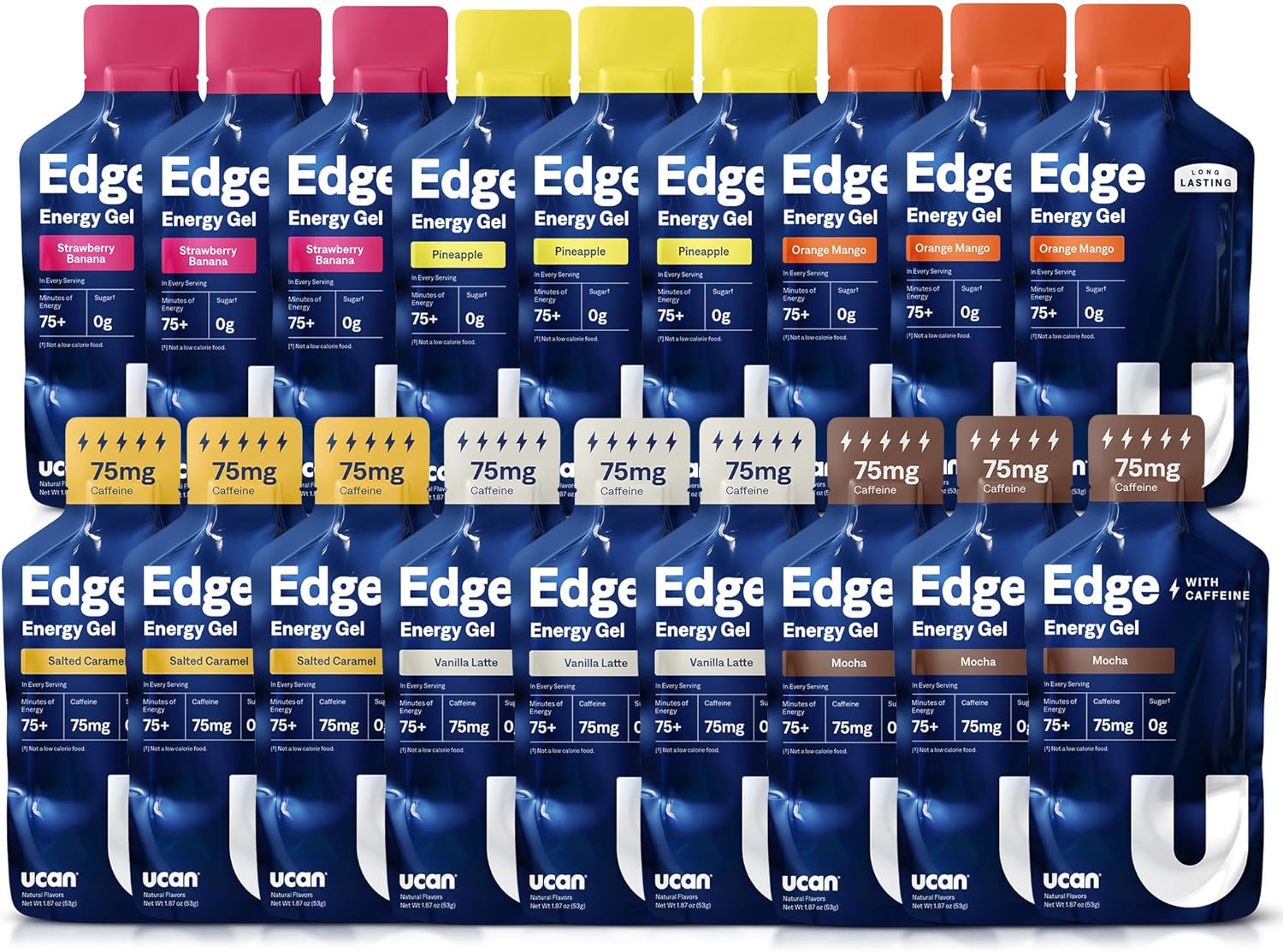 UCAN Edge Energy Gel Shots for Running and Workouts, 18 Pack