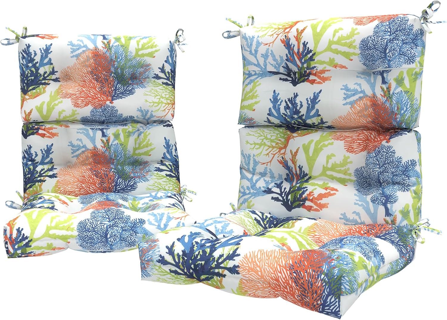 Outdoor Tufted High Back Cushions for Rocking Chairs, 2 Pack