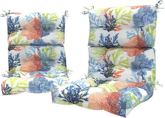 Outdoor Tufted High Back Cushions for Rocking Chairs, 2 Pack