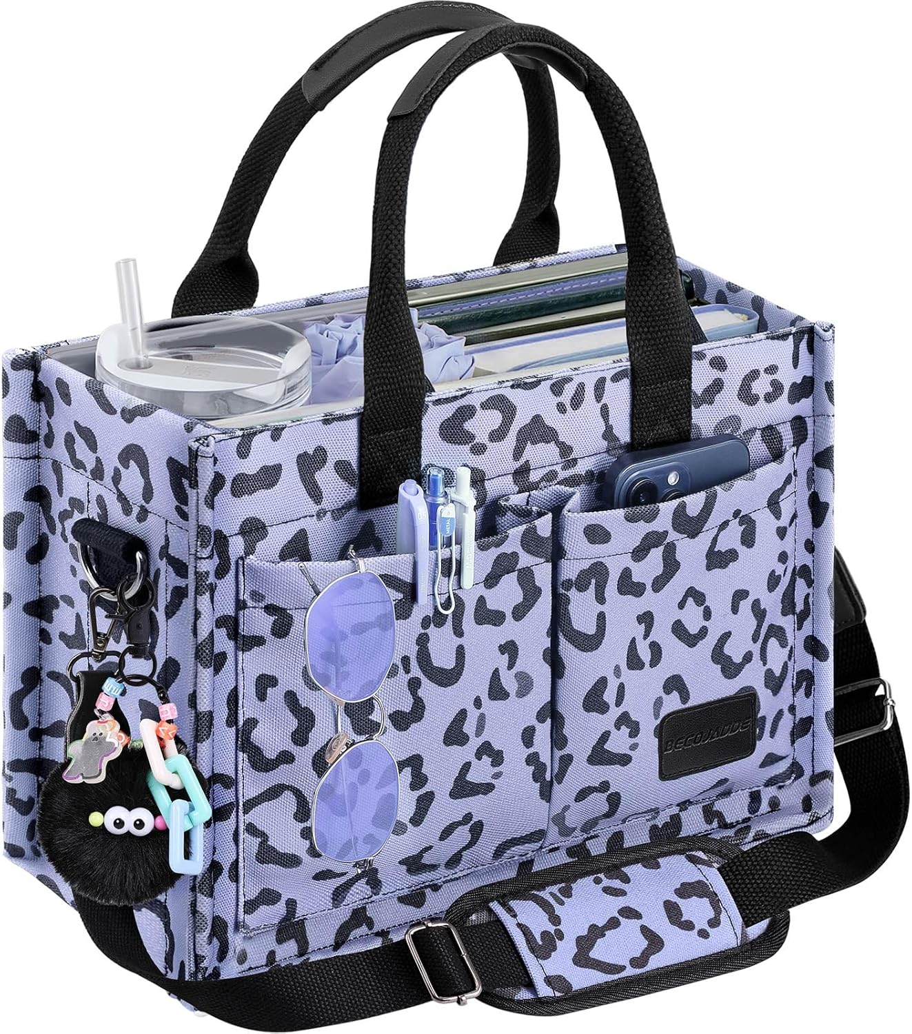 Canvas Tote Bag Purse for Women with Zipper Closure & Support