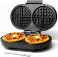 Double Belgian Waffle Maker Thick - 2 x 6 Round Waffles, 1200W