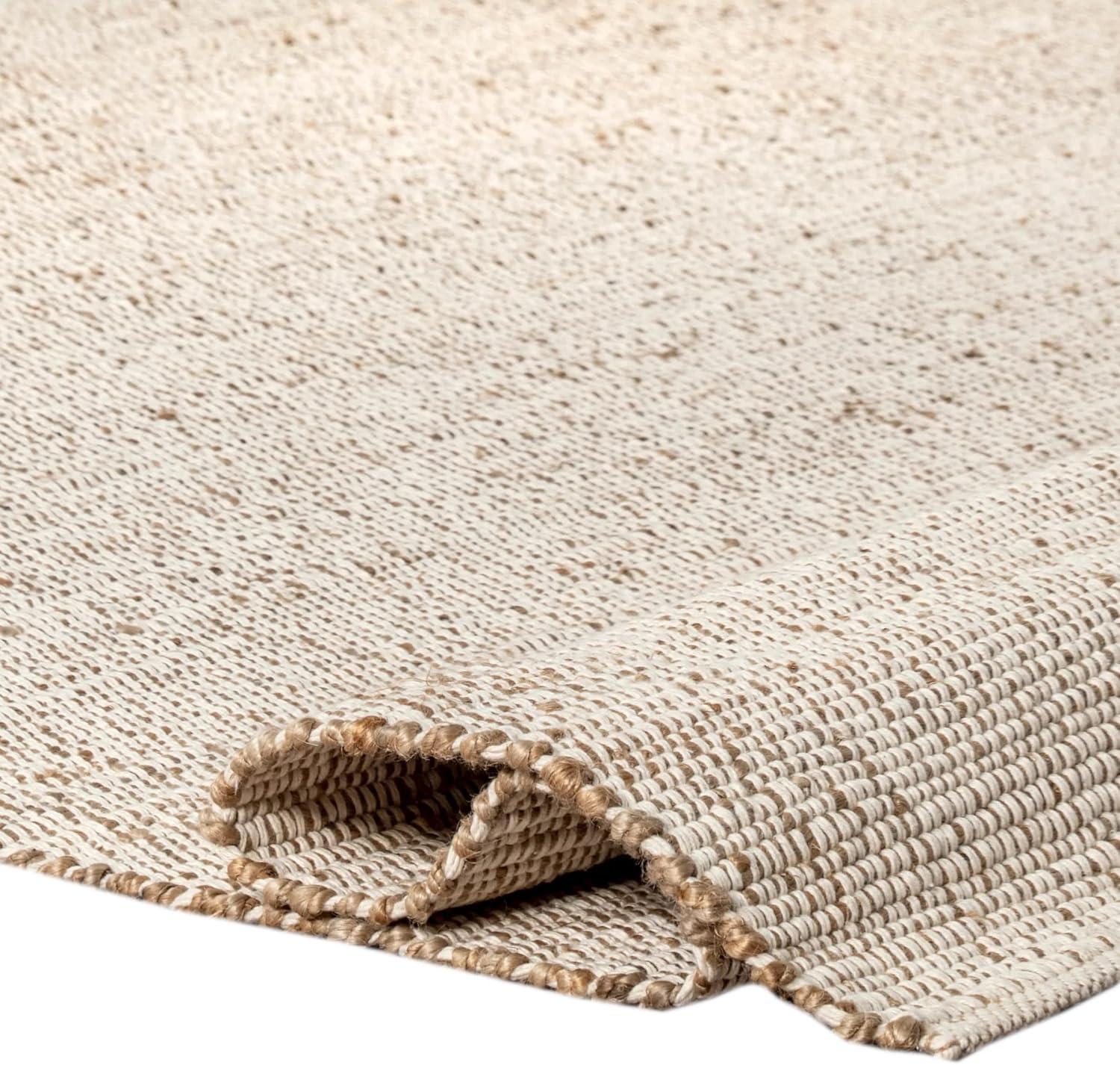 Hand Woven Natural Jute Cotton Area Rug for Rustic Decor