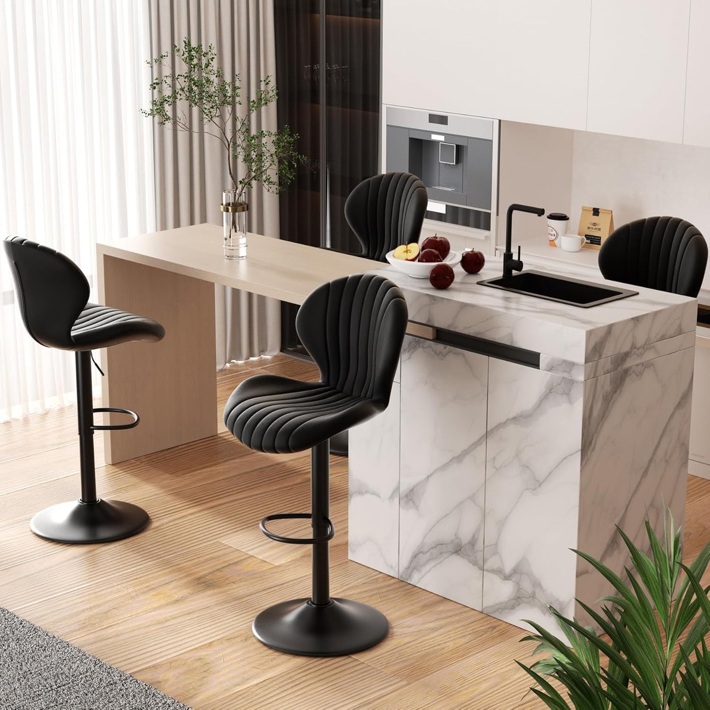 Nalupatio Bar Stools Set of 4 Modern Swivel Bar Chairs