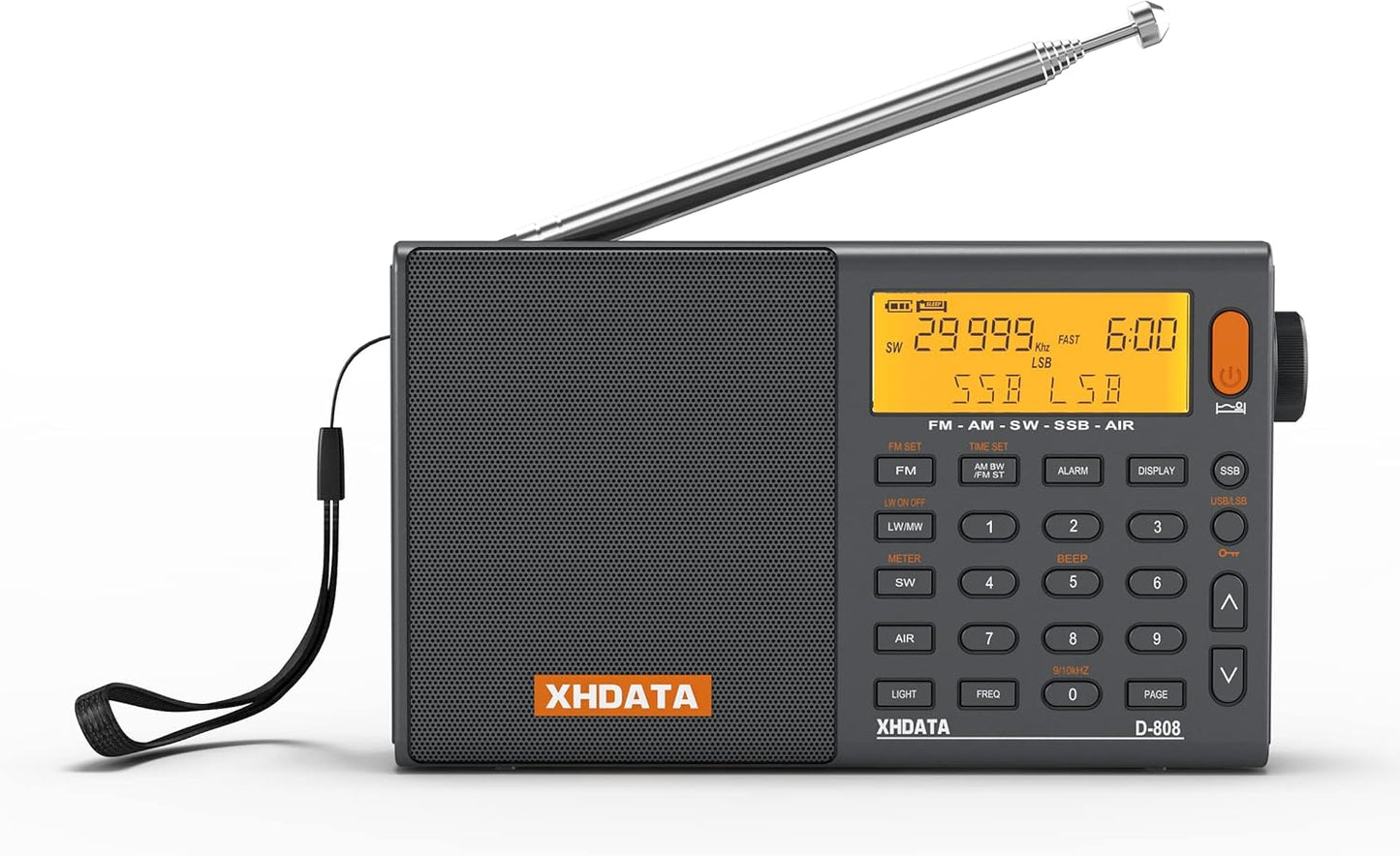 D808 Portable Multi Band Radio with Alarm Clock and Antenna