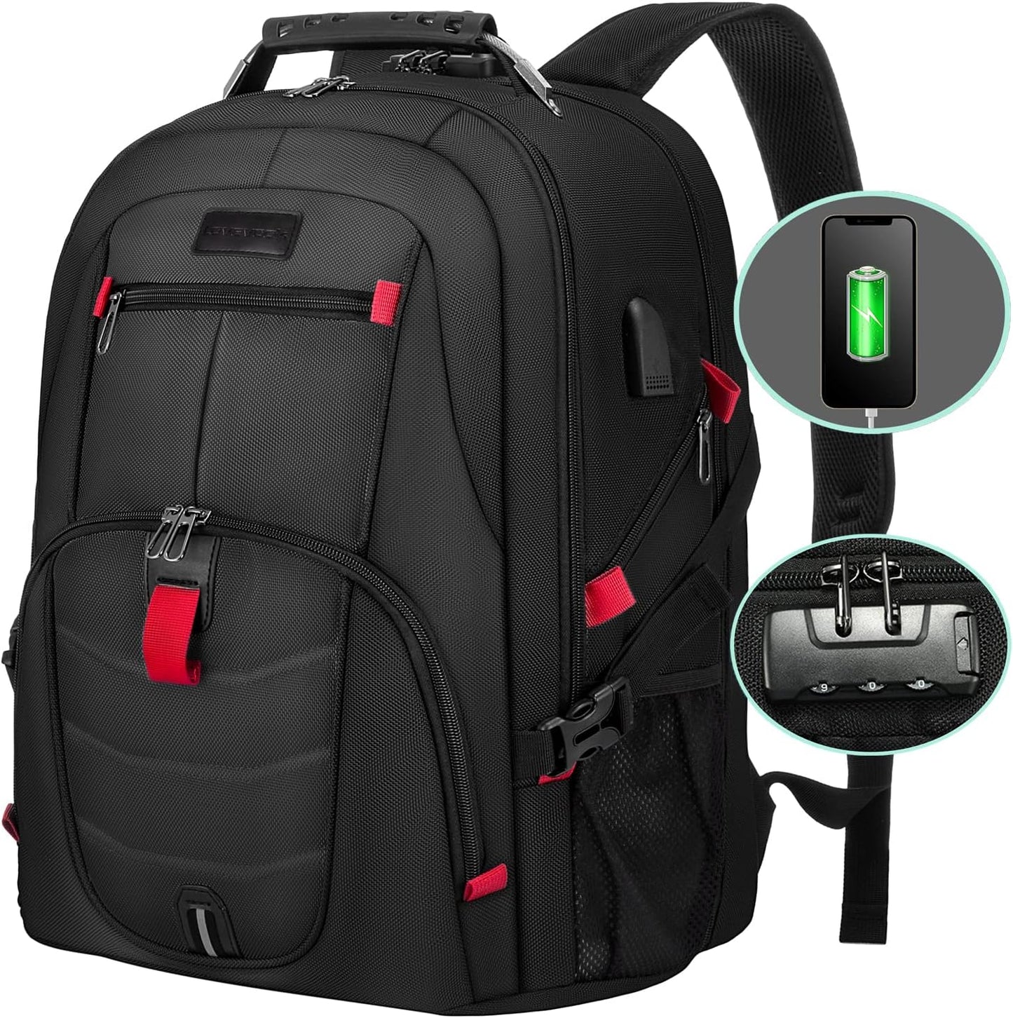 LOVEVOOK Large Backpack for Men with USB Port and Anti-Theft Design