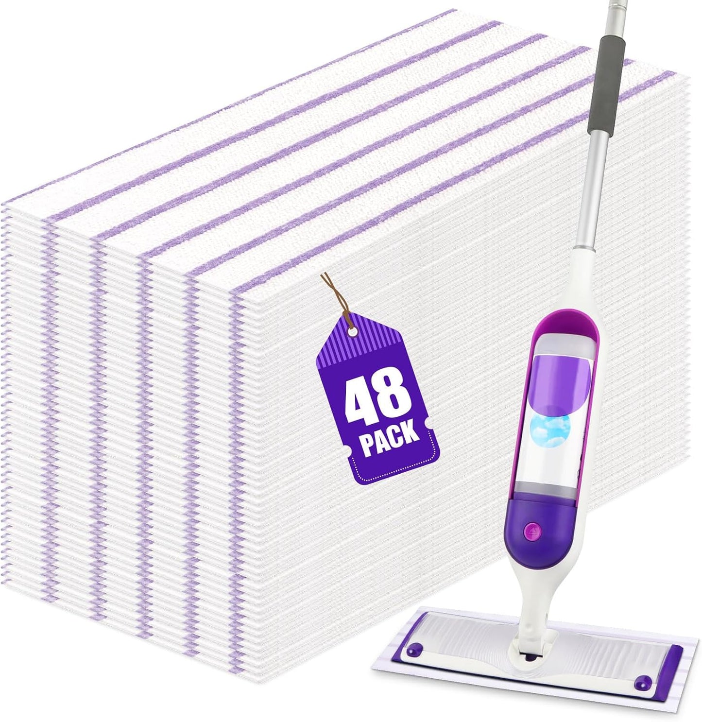 HOMEXCEL 48 ct. Microfiber Mop Pads: Wet/Dry Use