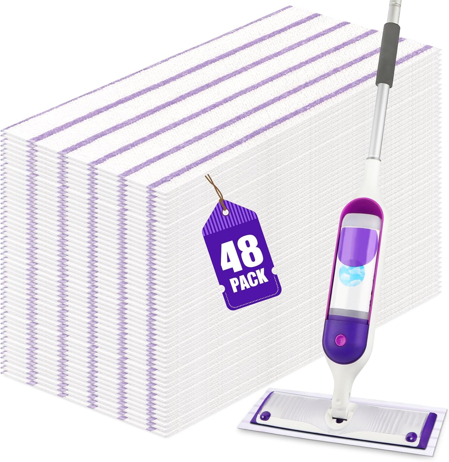 HOMEXCEL 48 ct. Microfiber Mop Pads: Wet/Dry Use
