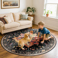 6ft Washable Non-Slip Area Rugs with Floral Vintage Design