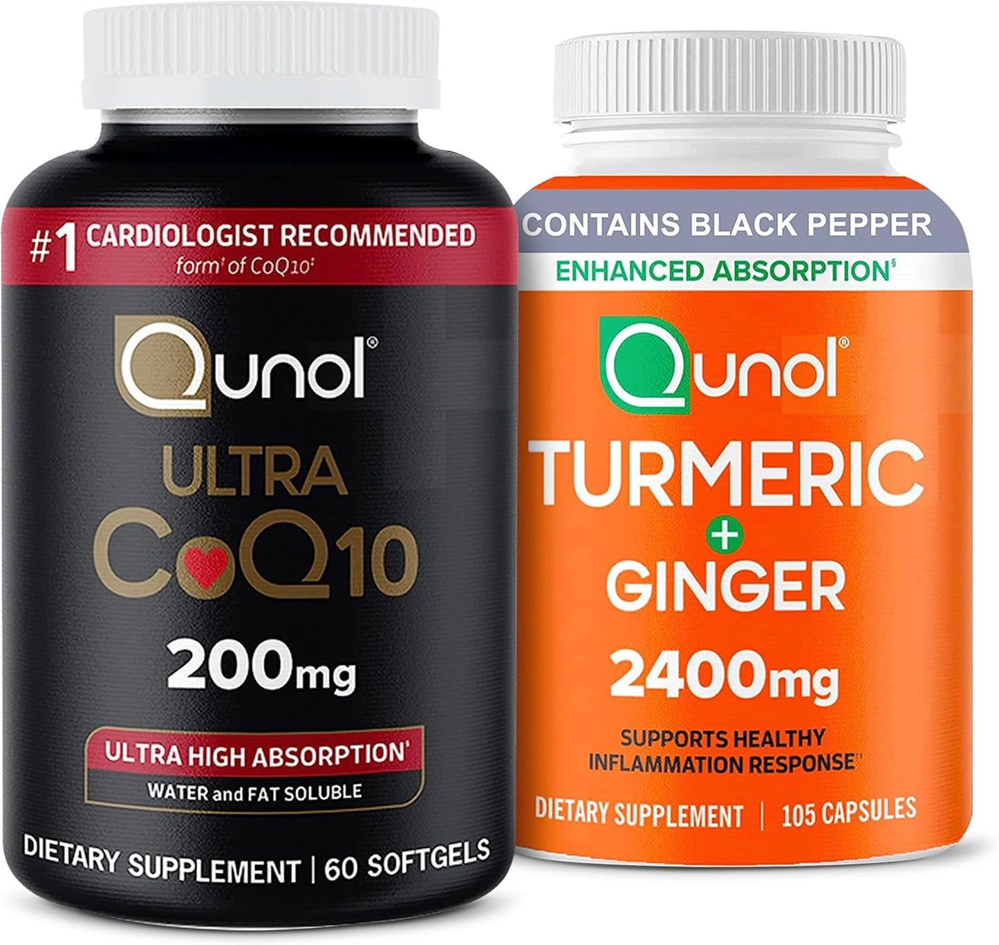 Qunol CoQ10 200mg Softgels and Turmeric Curcumin Combo Pack