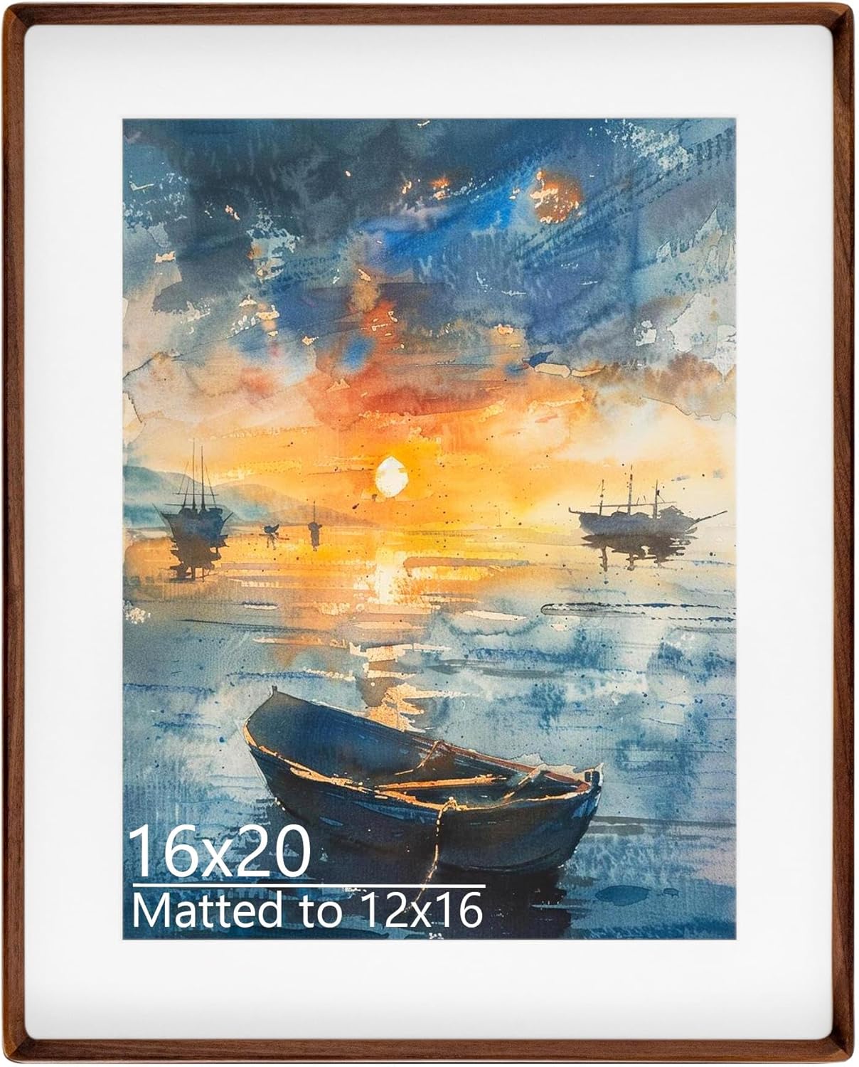 16x20 Picture Frame in Natural Walnut Wood for Elegant Display