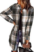 EVALESS Color Block Plaid Shacket Jacket Women - Stylish Lightweight