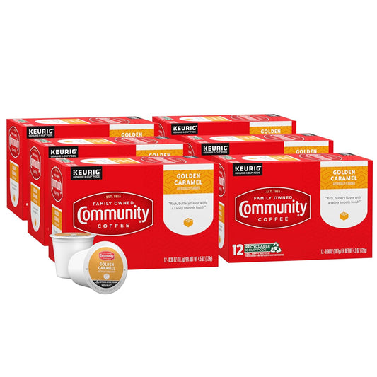 Community Coffee Golden Caramel Flavored Pods - 72 Count