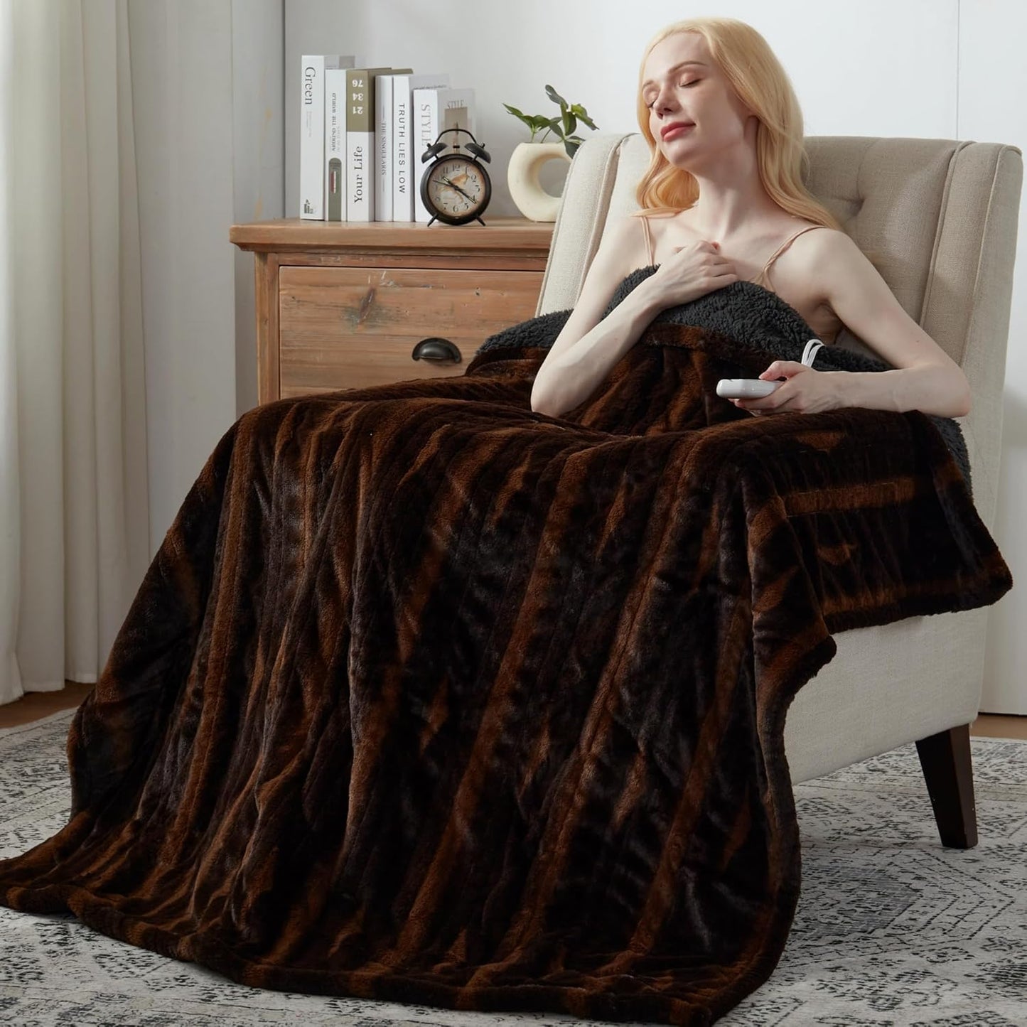 Heated Throw Blanket Faux Fur & Sherpa for Ultimate Comfort